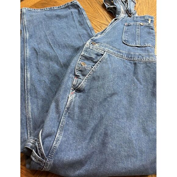 Dickies Bib Overalls Men's Size 40 Blue Denim 40x30 Carpenter Workwear Pant 8302 - Picture 5 of 7